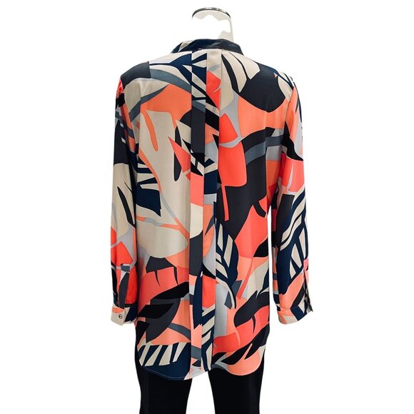 Vince Camuto Tropical Print Blouse Size M Boho Resortwear Workwear Trending - Picture 9 of 11